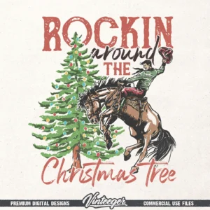 Rockin around the Christmas tree PNG | Sublimation design | Instant download | Country Christmas png | Retro Christmas sublimation png