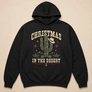 Western Christmas Hoodie – Perfect Desert Cactus Gift