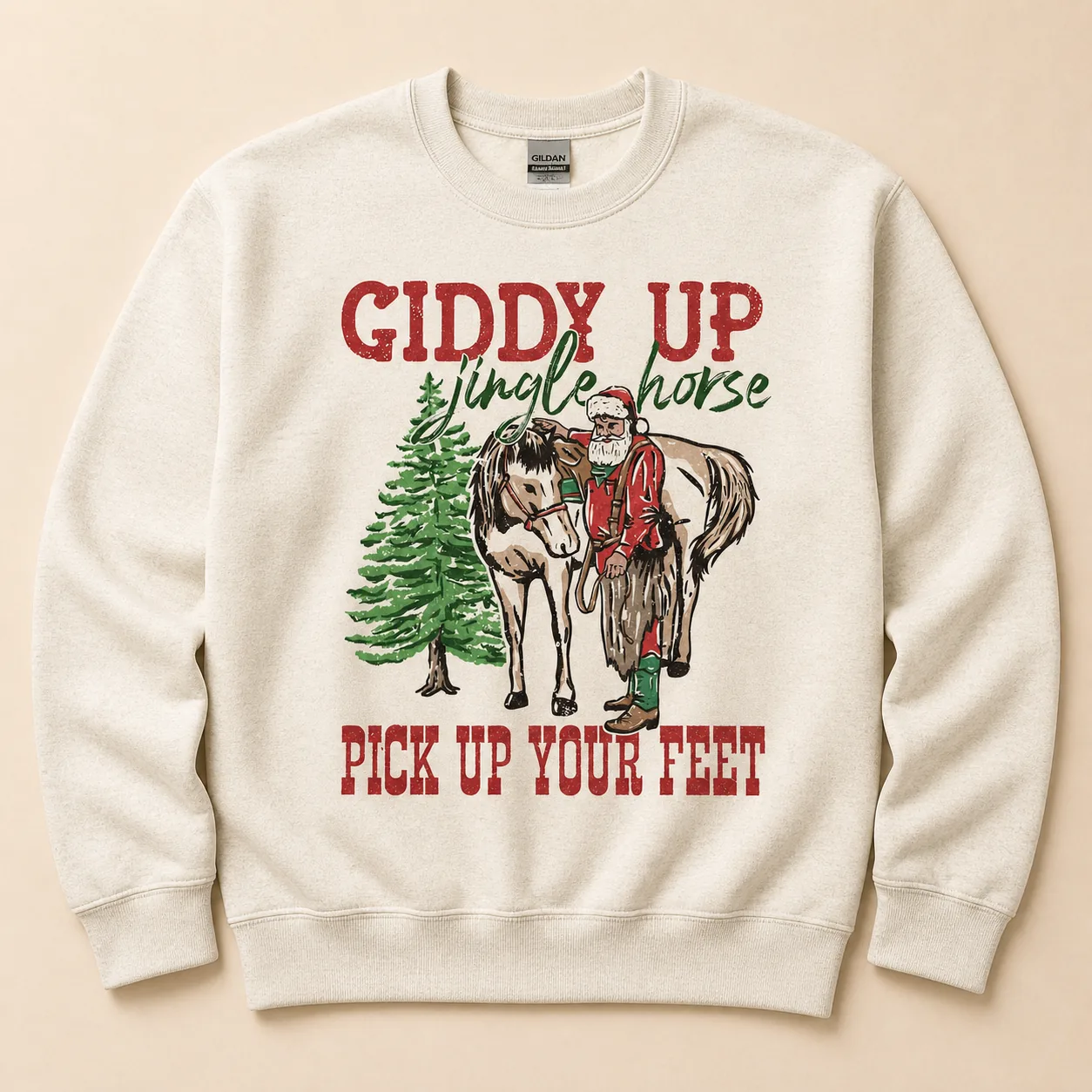 Giddy Up Jingle Horse western Christmas sweatshirt