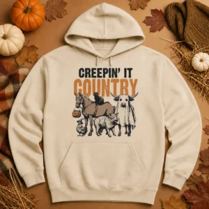 Creepin’ It Country Hoodie – Western Farm Halloween Sweatshirt