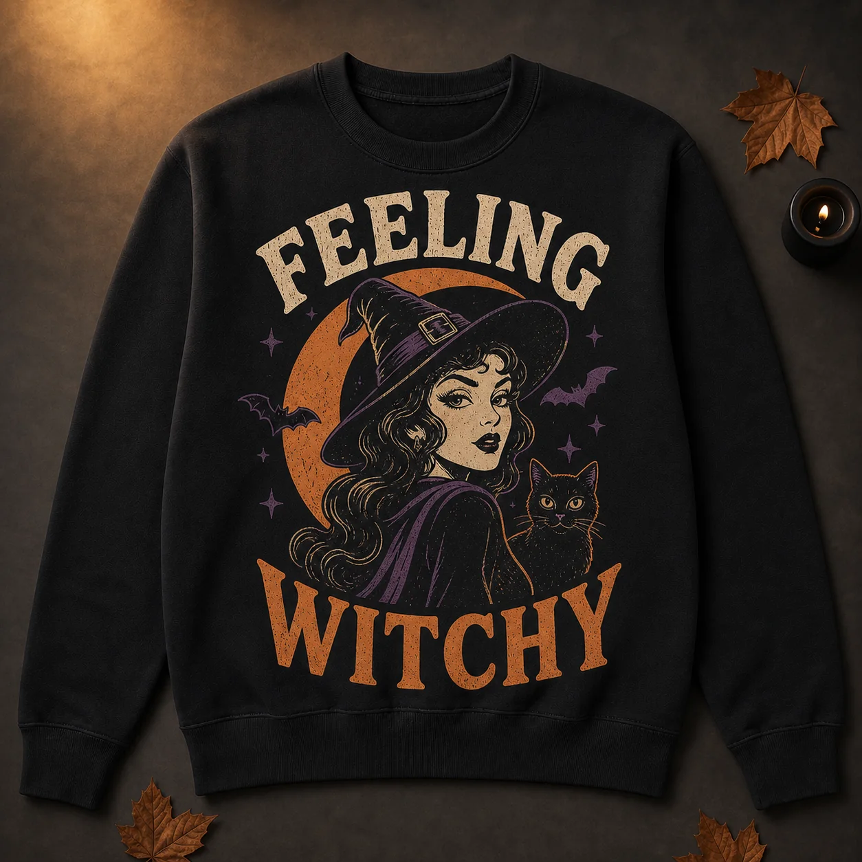 Feeling Witchy Sweatshirt – Retro Halloween Witch Crewneck Feeling Witchy Sweatshirt – Retro Halloween Witch Crewneck