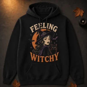 Feeling Witchy Hoodie – Retro Halloween Witch Sweatshirt