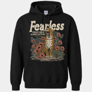 Fearless Christian Hoodie – Isaiah 41:10 Leopard Faith Sweatshirt