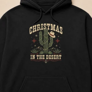 Western Christmas Hoodie – Perfect Desert Cactus Gift
