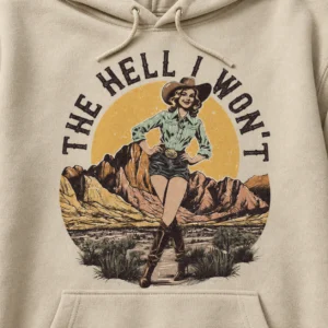 Funny Western Cowgirl Hoodie – The Hell I Won’t Vintage Sweatshirt Funny Western Cowgirl Hoodie – The Hell I Won’t Vintage Sweatshirt