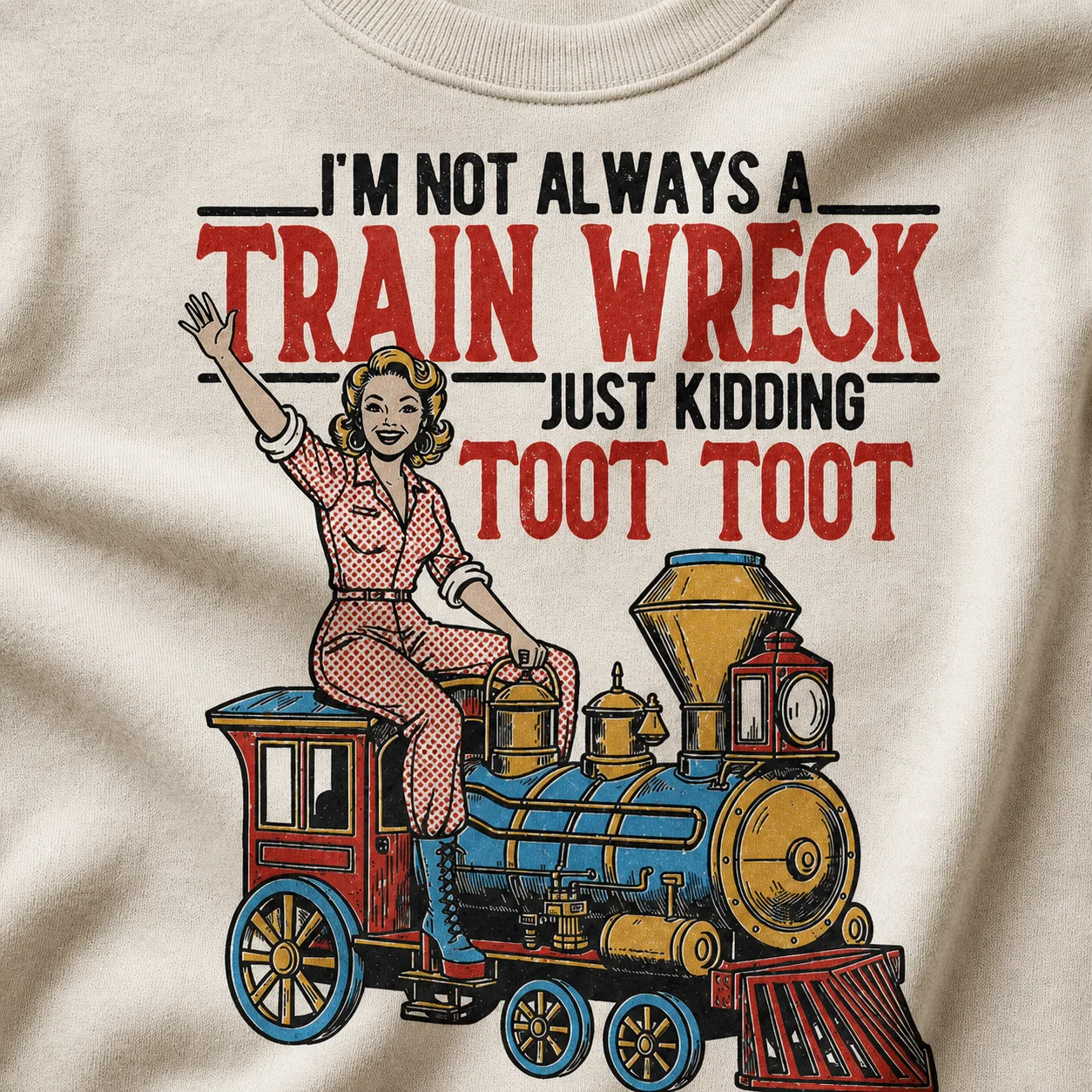 Funny Train Wreck Sweatshirt – Just Kidding Toot Toot Retro Crewneck Funny Train Wreck Sweatshirt – Just Kidding Toot Toot Retro Crewneck