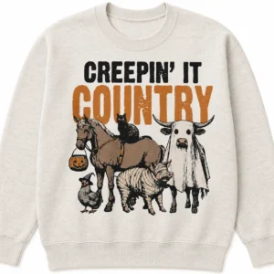 Creepin’ It Country Sweatshirt – Western Farm Halloween Crewneck