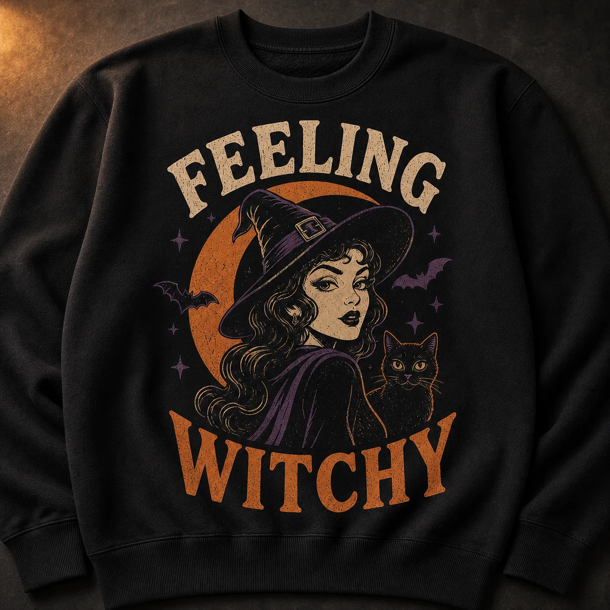 Feeling Witchy Sweatshirt – Retro Halloween Witch Crewneck Feeling Witchy Sweatshirt – Retro Halloween Witch Crewneck