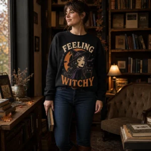 Feeling Witchy Sweatshirt – Retro Halloween Witch Crewneck Feeling Witchy Sweatshirt – Retro Halloween Witch Crewneck