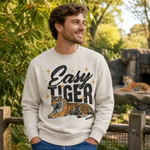 Easy Tiger Sweatshirt – Funny Vintage Tiger Crewneck Pullover