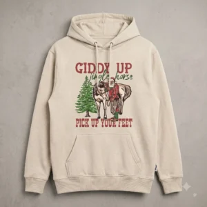 Giddy Up Jingle Horse Hoodie – Western Christmas Santa Sweatshirt