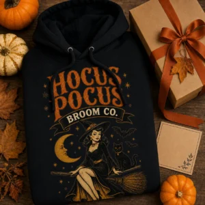 Hocus Pocus Broom Co. Hoodie – Retro Witch Halloween Sweatshirt Hocus Pocus Broom Co. Hoodie – Retro Witch Halloween Sweatshirt