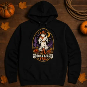 Spooky Season Y’all Hoodie – Western Ghost Halloween Sweatshirt