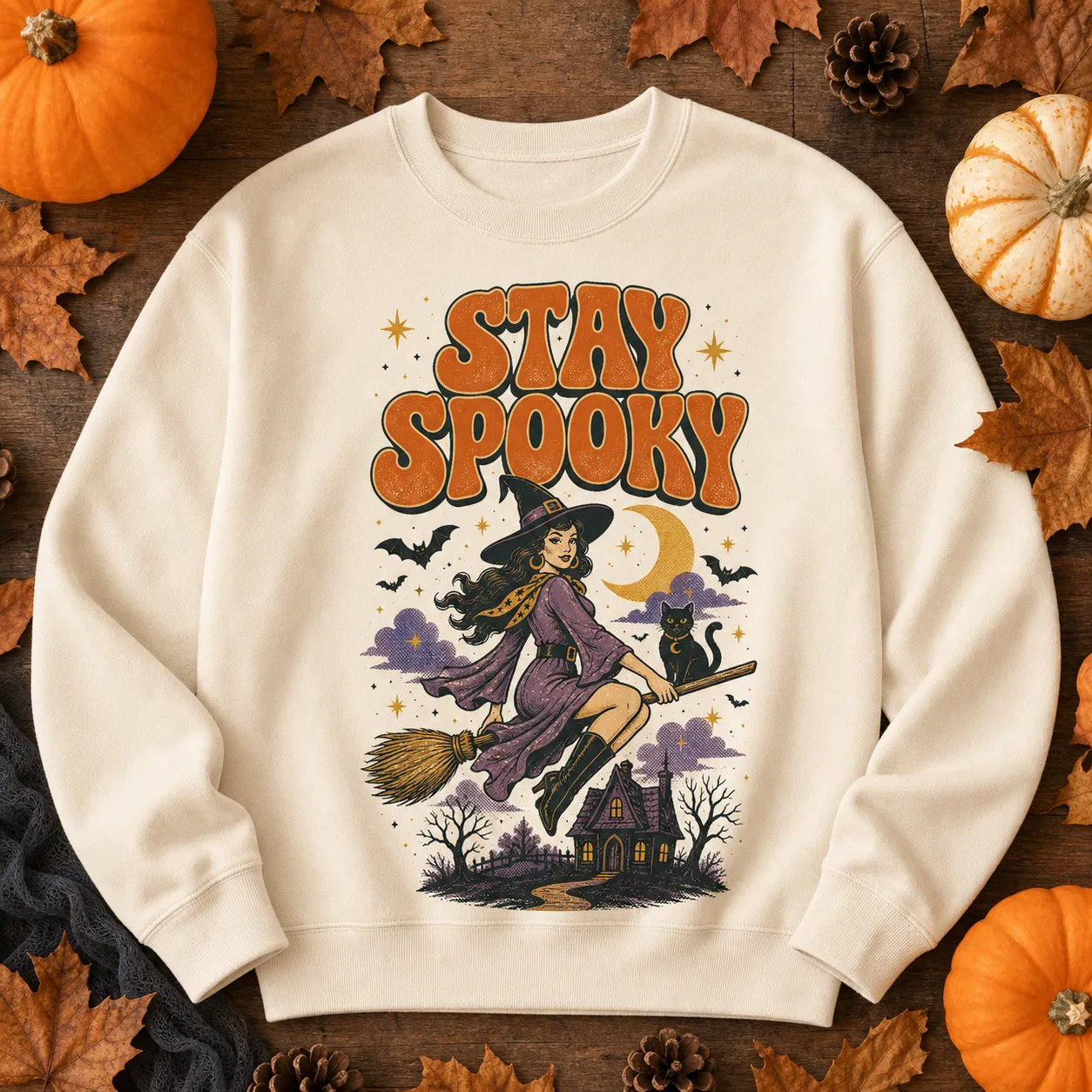 Stay Spooky Sweatshirt – Retro Witch Halloween Crewneck Stay Spooky Sweatshirt – Retro Witch Halloween Crewneck