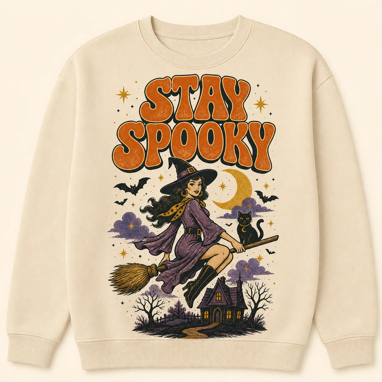 Stay Spooky Sweatshirt – Retro Witch Halloween Crewneck Stay Spooky Sweatshirt – Retro Witch Halloween Crewneck