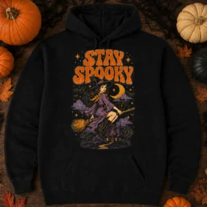 Stay Spooky Hoodie – Retro Witch Halloween Sweatshirt