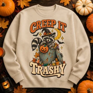 Creep It Trashy Sweatshirt – Funny Raccoon Halloween Crewneck