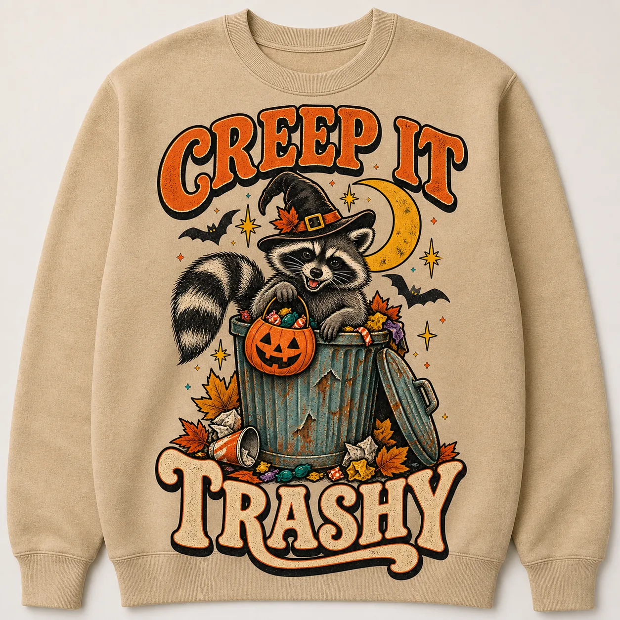 Creep It Trashy Sweatshirt – Funny Raccoon Halloween Crewneck Creep It Trashy Sweatshirt – Funny Raccoon Halloween Crewneck