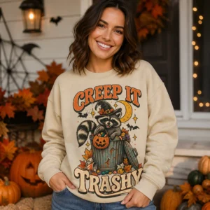 Creep It Trashy Sweatshirt – Funny Raccoon Halloween Crewneck Creep It Trashy Sweatshirt – Funny Raccoon Halloween Crewneck