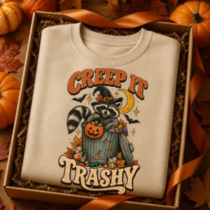 Creep It Trashy Sweatshirt – Funny Raccoon Halloween Crewneck Creep It Trashy Sweatshirt – Funny Raccoon Halloween Crewneck