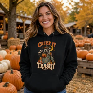 Creep It Trashy Hoodie – Funny Raccoon Halloween Sweatshirt Creep It Trashy Hoodie – Funny Raccoon Halloween Sweatshirt