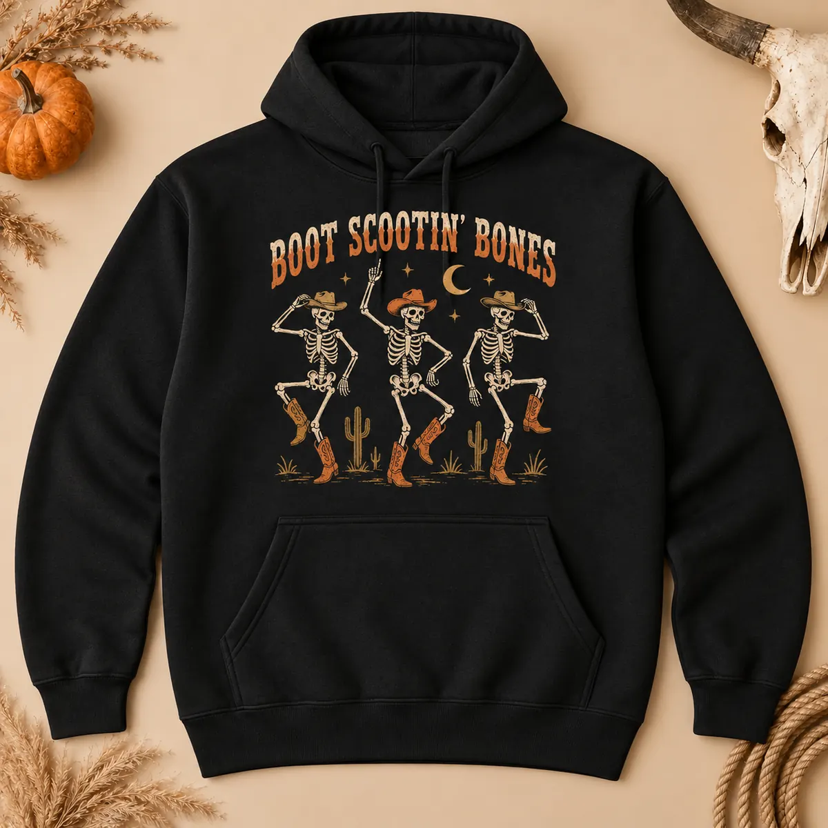 Boot Scootin’ Bones Hoodie – Western Skeleton Halloween Sweatshirt Boot Scootin’ Bones Hoodie – Western Skeleton Halloween Sweatshirt