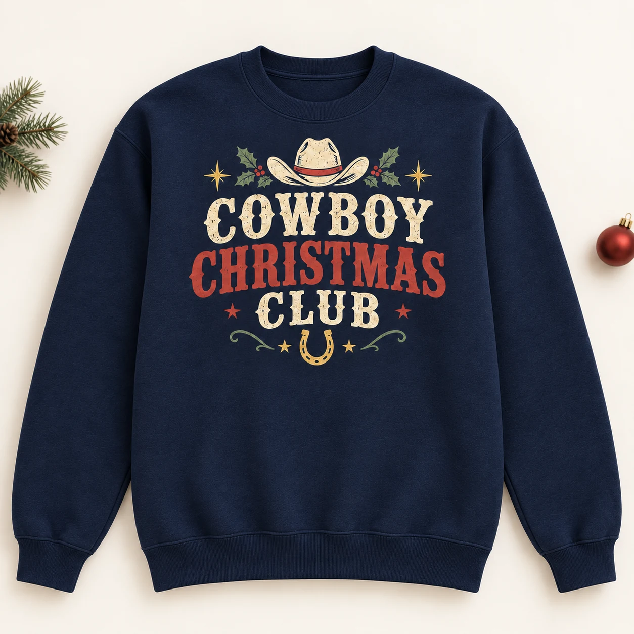 Cowboy Christmas Club Sweatshirt – Western Holiday Crewneck Cowboy Christmas Club Sweatshirt – Western Holiday Crewneck