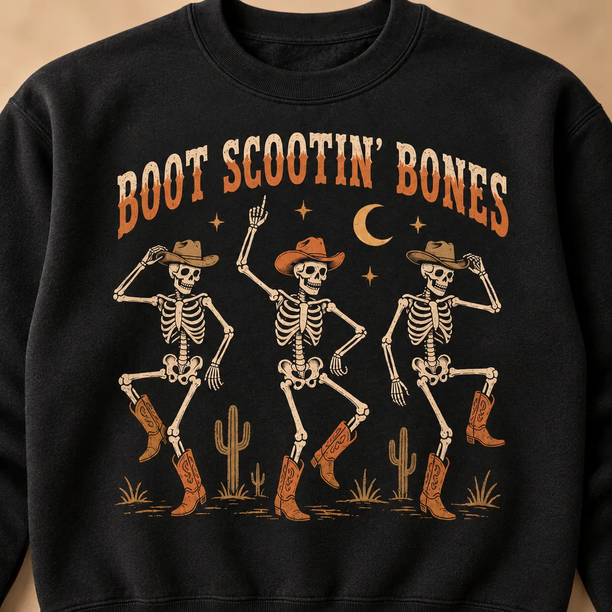 Boot Scootin’ Bones Sweatshirt – Western Skeleton Halloween Crewneck Boot Scootin’ Bones Sweatshirt – Western Skeleton Halloween Crewneck