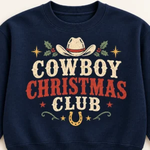 Cowboy Christmas Club Sweatshirt – Western Holiday Crewneck Cowboy Christmas Club Sweatshirt – Western Holiday Crewneck