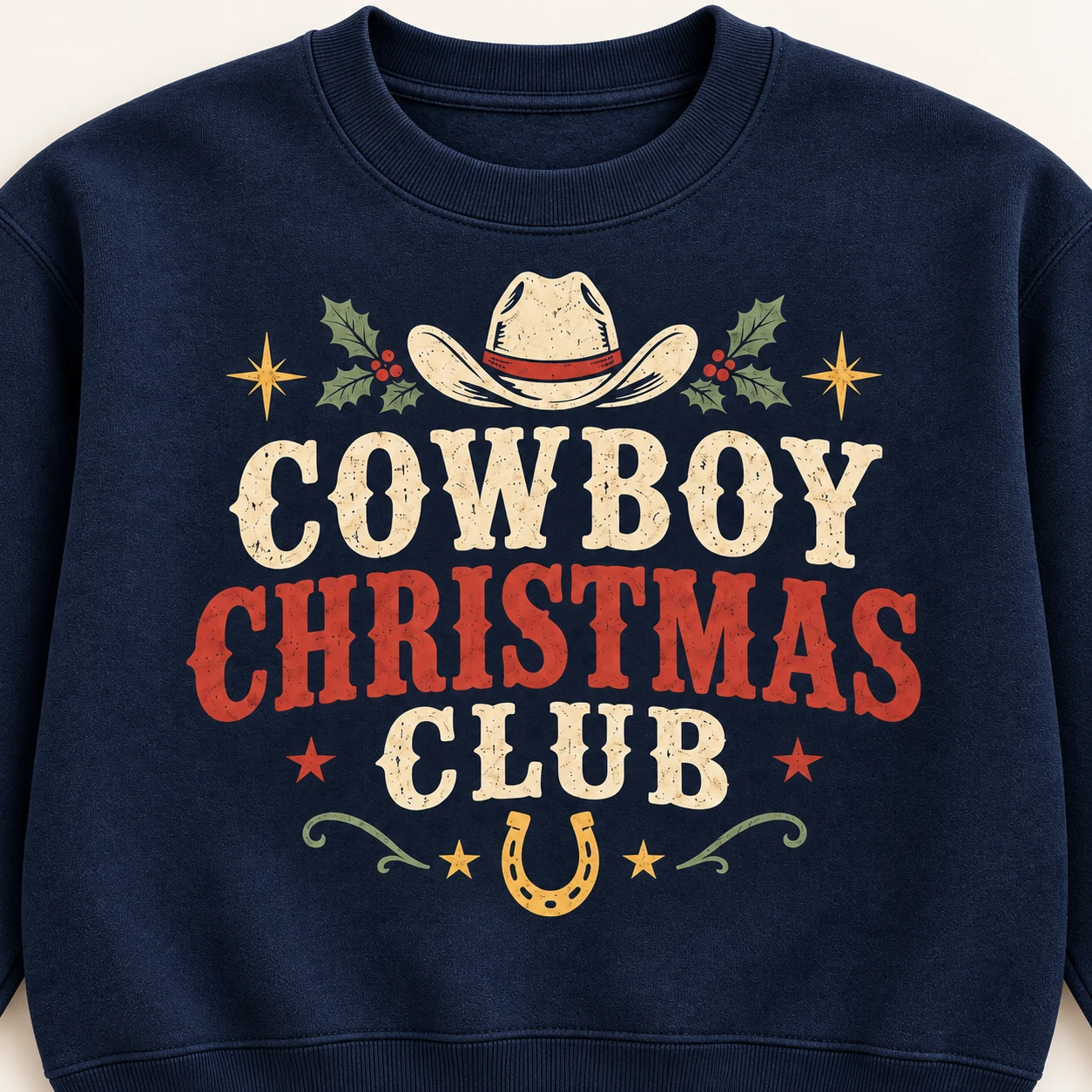 Cowboy Christmas Club Sweatshirt – Western Holiday Crewneck Cowboy Christmas Club Sweatshirt – Western Holiday Crewneck