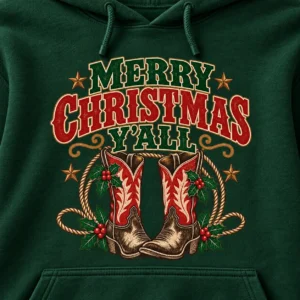 Merry Christmas Y’all Hoodie – Western Cowboy Boots Holiday Sweatshirt Merry Christmas Y’all Hoodie – Western Cowboy Boots Holiday Sweatshirt
