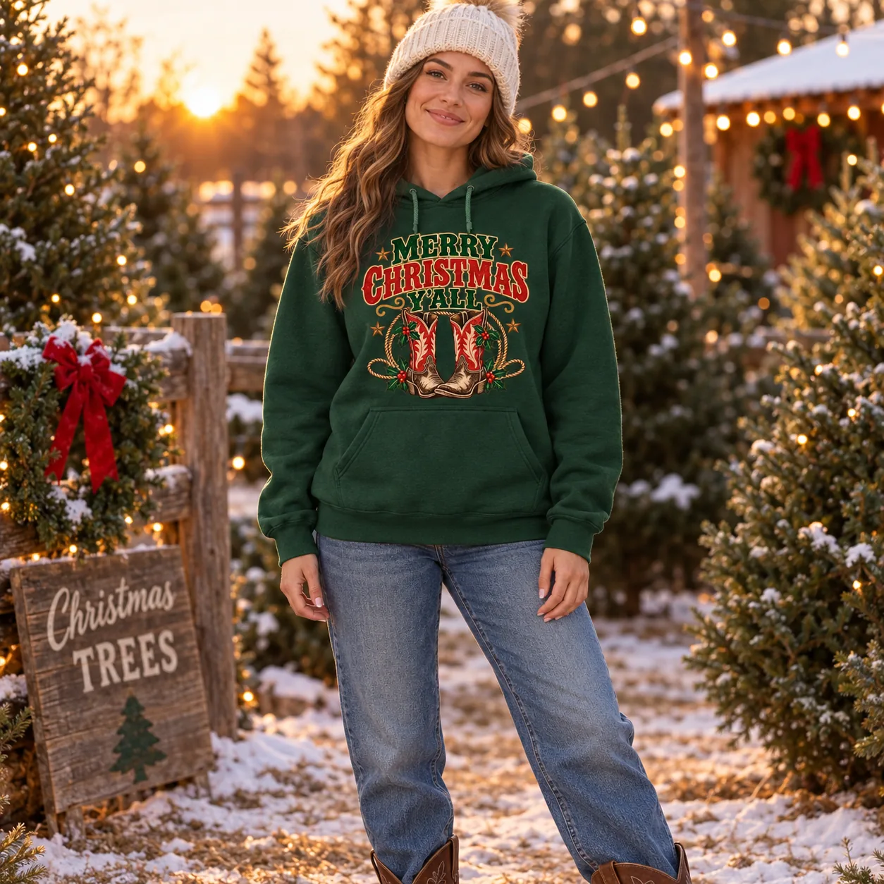 Merry Christmas Y’all Hoodie – Western Cowboy Boots Holiday Sweatshirt Merry Christmas Y’all Hoodie – Western Cowboy Boots Holiday Sweatshirt