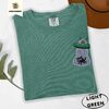 Light Green Alien Spaceship Cat Abduction Embroidered T-Shirt