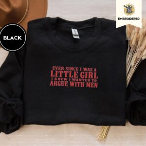 Black Argue With Men Embroidered Sweatshirt