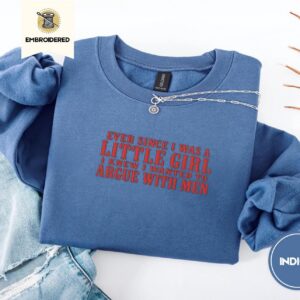 Indigo Blue Argue With Men Embroidered Sweatshirt