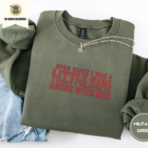 Military Green Argue With Men Embroidered Sweatshirt