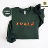 Forest Green Autumn Foxes Embroidered Sweatshirt