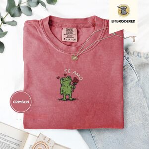 Crimson Black Cape Frog Embroidered T-Shirt