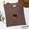 Espresso Black Cat and Autumn Leaves Embroidered T-Shirt