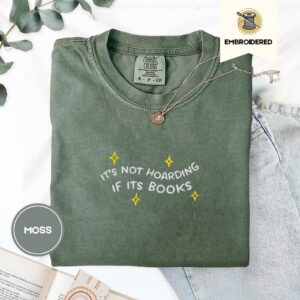 Flat lay of the Book Hoarder Embroidered T-Shirt