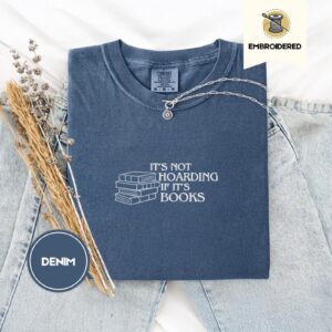 Denim Book Hoarding Embroidered T-Shirt