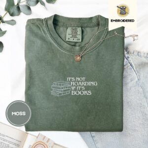 Flat lay of the Book Hoarding Embroidered T-Shirt
