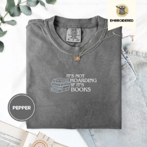 Pepper Book Hoarding Embroidered T-Shirt