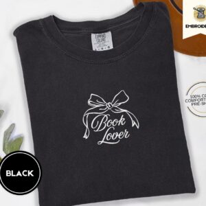 Black Book Lover Bow Embroidered T-Shirt