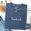 Denim Bookish Script Embroidered T-Shirt