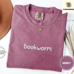 Berry Bookworm Embroidered T-Shirt