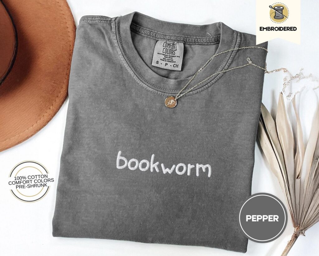 Pepper Bookworm Embroidered T-Shirt