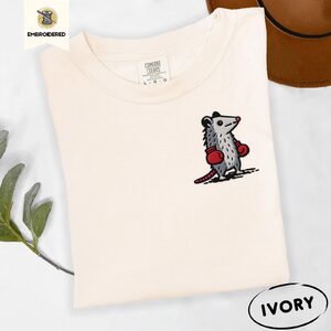 Ivory Boxing Possum Embroidered T-Shirt