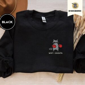 Black Boxing Raccoon Embroidered Sweatshirt
