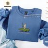 Indigo Blue Bunny Knight and Alligator Embroidered Sweatshirt